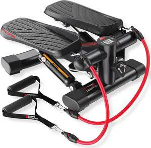 KeppiFitness Steppers for Exercise at Home, Mini Stair Stepper Machine with 350LB Maximum Capacity,Mini Stepper with Resistance Bands for Cardio Fitness Full Body Workout