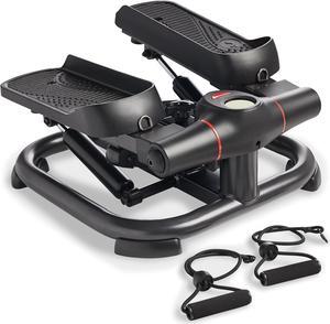 Sunny Health & Fitness 2-in-1 Premium Power Stepper with Resistance Bands, Low-Impact Cardio, Space-Saving, Height-Adjustable, 330 LB Max and SunnyFit® App Enhanced Bluetooth Connectivity