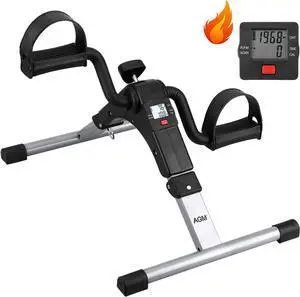 Folding Pedal Exerciser, Mini Exercise Bike Under Desk Bike Foot Pedal Exerciser, Foot Hand Cycle Portable Peddler Machine Bicycle Exerciser Arm Leg Exerciser While Sitting