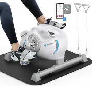 Under Desk Bike Pedal Exerciser, Quiet Magnetic Mini Exercise Bike with MERACH App for Arm, Leg Recovery, Physical Therapy, Smooth Foot Desk Cycle
