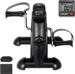 Uten Mini Exercise Bike, Under Desk Bike Pedal Exerciser, Under Desk Bike, Arm & Leg Peddler Machine with LCD Screen Displays, Portable Cycle (Cool Black)