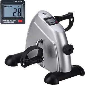 Mini Exercise Bike, Uten Under Desk Bike Pedal Exerciser, Peddler Exerciser, Portable Foot Cycle Arm & Leg Peddler Machine with LCD Screen Displays (Silver)