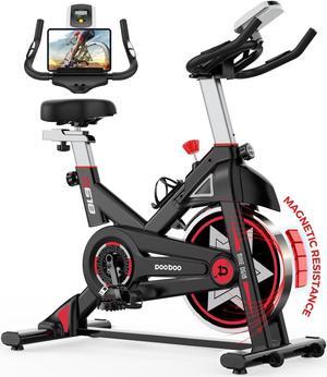 POOBOO Exercise Bike, Stationary Bike for Home Gym, Magnetic Resistance Indoor Cycling Bike w/Comfortable Seat Cushion & Ipad Mount, Silent Belt Drive Indoor Bike for Cardio Workout