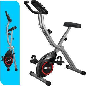 KURONO Stationary Exercise Bike for Home Workout |2023 Upgraded 4 IN 1 Foldable Indoor Cycling Bike for Seniors | 330LB Capacity, 16-Level Magnetic Resistance, Seat Backrest Adjustments Black