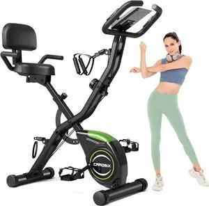 Folding Exercise Bike, 4 in 1 Stationary Bike for Home Workout with 16-Level Adjustable Resistance, Indoor Cycling Bike with 330LB Capacity, Magnetic Workout Bike with Comfortable Seat Cushion