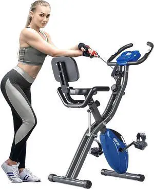 Merax 3 in 1 Adjustable Folding Exercise Bike Convertible Magnetic Upright Recumbent Bike with Arm Bands