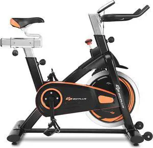 Goplus Indoor Cycling Bike, Stationary Bicycle with Flywheel and LCD Display, Cardio Fitness Cycle Trainer Professional Exercise Bike for Home and Gym Use