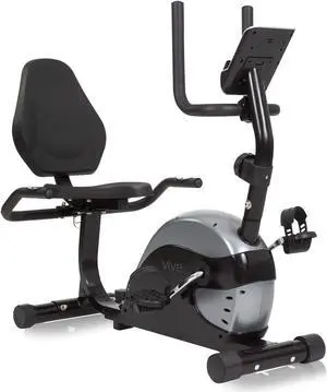 Vive Recumbent Exercise Bike - Stationary Recumbent Exercise Cycle Device for Seniors, Adults, Men and Women - Indoor Fitness Equipment - at Home Cycling, Adjustable Resistances, Digital Display