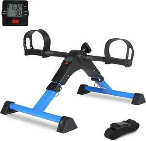 MEETWARM Pedal Exerciser Under Desk Exercise Peddler Arm Leg Folding Mini Stationary Peddler Bike with LCD Display Portable Bicycle Exerciser Machine