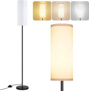 PARTPHONER Modern Standing Lamp with Lampshade, Minimalist Tall Lamp with Foot Switch for Living, Bedroom, Kids Room, Office