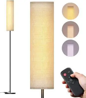 Floor Lamp,4 Color Temperature Modern LED Standing Lamp,Stepless Dimmer Remote Control Floor Lamps for Living Room/Bedroom/Office,3000k-7000k Elegant Tall Lamps with Linen Lamp Shade,Timmer