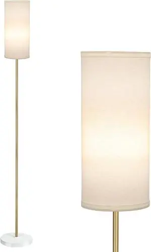 BoostArea Floor Lamp for Living Room with 3 Color Temperatures Bulb, Modern Floor Lamps, Classic Tall Lamp for Office, Standing Lamps for Bedroom, Kids Room, Study(9W LED Bulb, White Linen Shade)