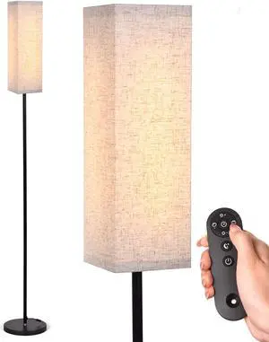 Floor Lamp for Bedroom Living Room Office with Remote Control Modern Living Room LED 4 Color Temperature & Stepless Dimmer, Standing Elegant Lamp 3000k-7000k (Square-Pale Yellow)