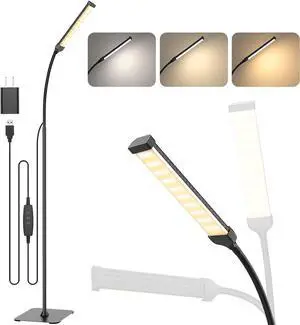 LED Floor Lamp, Reading Lamps Floor Standing [120 LEDs with 3 Color Mode 3000K-6000K & 10 Brightness Setting] Dimmable Desk Light with Flexible Gooseneck for Living Room Bedroom Office