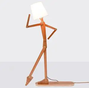 Cute Cool Floor Lamp for Living Room Bedroom Office Farmhouse - Corner Decorative Standing Reading Light Wood Swing Arm Design Gift for Kids/Boys/Girls Room, Dorm - Bulb Included (Walnut-M)