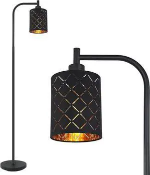 Gothic Floor Lamp with Laser-Cutout Lampshade, LED Standing Lamp for Living Room & Bedroom, 67 Inch Black Arc Modern Farmhouse Lamp with Foot Switch, E26 Base Socket, Perfect for Magic Decor Lamps