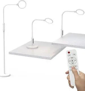 Syrinx 3 in 1 LED Floor Lamp, Desk Lamp, Clamp-on Lamp With Remote Control, 5 Brightness Levels & 5 Colors Temperatures, Dimmable, Adjustable Gooseneck Pole Lamp for Living Room Office Bedroom - White