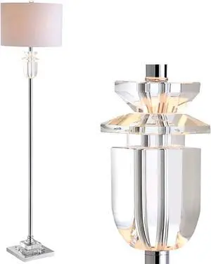 JONATHAN Y JYL1046A Aria 63" Crystal/Metal LED Floor Lamp Contemporary,Glam,Transitional for Bedrooms, Living Room, Office, Reading, Clear/Chrome