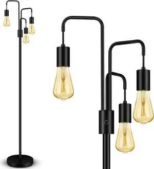 BoostArea Industrial Floor Lamp for Living Room,Modern Standing Lamp Stand Up Lamp with 3 Light, Bulbs Not Included,Simple Design Floor Lamp for Bedroom, Living Room, Office, Kids Room, Reading