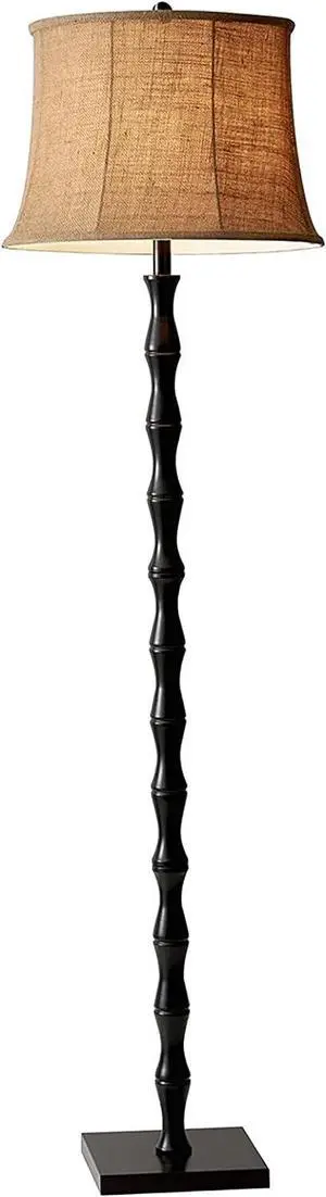 Adesso 1523-01 Stratton Floor Lamp, 62 in., 2 x 150 W Incandescent/CFL, Black/Brown, 1 Black Lamp