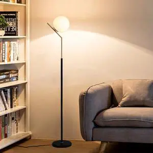 Hsyile Lighting KU300207 Modern Creative White Glass Ball Floor Lamp for Living Room,Bedroom,Office,Hotel,1 Light