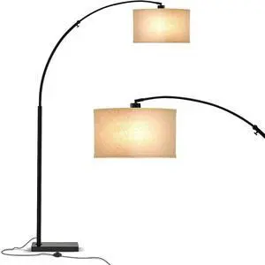 Brightech Logan Arc Floor Lamp, Bright Standing Lamp for Living Rooms, Offices & Bedrooms, Modern Living Room Décor, Tall Hanging Floor Lamp for Reading and More  Black