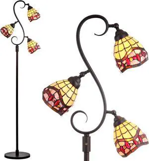 JONATHAN Y JYL8013A Walker Tiffany-Style 70.5" Multi-Light LED Floor Lamp, Tiffany, Traditional, Elegant, Office, Living Room, Family Room, Dining Room, Bedroom, Hallway, Foyer, Bronze