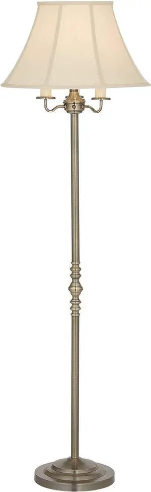 Regency Hill Montebello Traditional Shabby Chic Floor Lamp Standing Pole 59" Tall Antique Brass Gold Metal Off White Bell Shade Candelabra Decor for Living Room Reading House Bedroom Home Regency Hill Montebello Traditional Shabby Chic Floor Lamp Standing Pole 59" Tall Antique Brass Gold Metal Off White Bell Shade Candelabra Decor for Living Room Reading House Bedroom Home