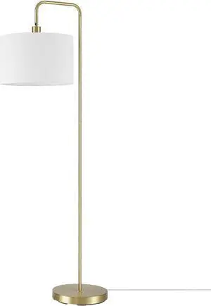 Globe Electric 61000021 58" Floor Lamp, Brass, White Linen Shade, On/Off Rotary Switch on Socket, Floor Lamp for Living Room, Floor Lamp for Bedroom, Home Improvement, Home Office Accessories