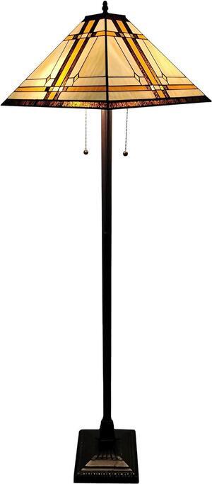 Amora Tiffany Floor Lamp Torchiere - Vintage Standing Light Floor Lamp - 61 Tall Floor Stained Glass Lamp - Tiffany Floor Lamps for Living Room