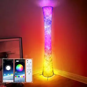 Floor Lamp, RGB Color Changing Led Smart Lamp, Music Sync, APP Remote Control, 62'' Standing Lamp for Living Room Bedroom Game Room