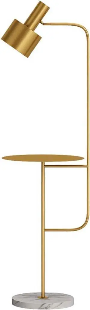 Hsyile Lighting KU300217 Contemporary Modern Creative Floor Lamp with a Table,Suitable for Living Room,Den,Office,Bedroom - E26 Base - Brushed Brass Finish
