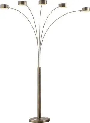 Artiva USA LED207901AB Micah Modern Micah 88" LED 5-Arch Floor Lamp, Antique Satin Brass