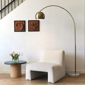 Brightech Olivia Floor Lamp, Arc Lamp for Living Rooms, Standing Lamp with LED Light Bulbs for Bedroom Reading, Great Living Room Décor, Tall Lamp for Offices  Brass/Gold