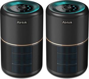 AIRTOK 2 Pack Air Purifier for Home Bedroom, Office Desktop Air Cleaners with 12pcs Fragrance Sponge, H13 HEPA Filter, 4 Stage Filtration up to 376 sqft Black Available for California