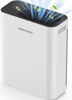 Homvana Air Purifier for Home Larger Room Bedroom, H13 True HEPA Air Filter Purifiers Cleaner, with Auto Mode, Quality Indicator, SilentAir Tech, Ozone Free for Pets Allergies Smokers Dust Pollen etc
