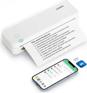 JADENS Portable Printers Wireless for Travel, Support 8.5" X 11" US Letter, Bluetooth Thermal Printer Compatible with iOS, Android & Laptop, Inkless Mobile Printer for Office, Home, School