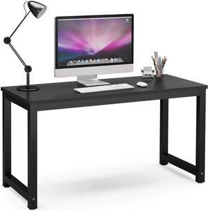 Tribesigns Computer Desk, 55 inch Large Office Desk Computer Table Study Writing Desk for Home Office, Black + Black Leg