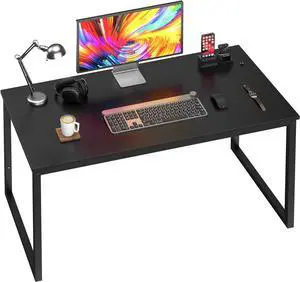 SUPER DEAL Computer Desk 47 Inch Modern Sturdy Office Desk PC Laptop Notebook Simple Writing Table for Home Office Workstation, Black