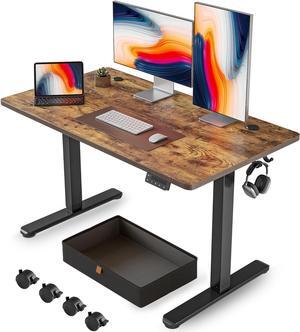 FEZIBO 48 x 24 Inches Standing Desk with Drawer, Adjustable Height Electric Stand up Desk with Storage, Sit Stand Home Office Desk, Ergonomic Computer Desk, Rustic Brown