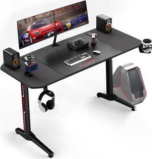 Furmax Gaming Desk T-Shaped Pc Computer Table with Carbon Fiber Surface  Free Mouse Pad Home Office Desk Gamer Table Pro with Game Handle Rack