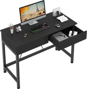 CAIYUN Computer Desk with Drawers, 39.4 Desks for Home Office with Storage, Small Computer Gaming Desk for Small Spaces, Desk Table for Office, Work, Kids Study, Student, Black