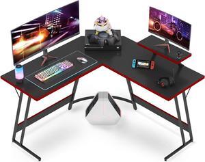 VICTONE L Shaped Gaming Desk 47 Inch Computer Corner Desk, Home Pc Desk, Office Writing Workstation with Large Monitor Stand, Space Saving Table (Black)