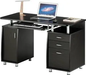 Techni Mobili 47.25" Ergonomic Computer Drawers & File Cabinet for Home Office Storage, Espresso Writing Desk, ONE Size
