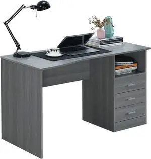 51 Inch Classic Computer Desk w/Drawers & Storage, Grey | 51 Inch classic desk with 3 drawers, spacious storage, sturdy frame, and functional home office workstation for modern setups 51 Inch Classic Computer Desk w/Drawers & Storage, Grey | 51 Inch classic desk with 3 drawers, spacious storage, sturdy frame, and functional home office workstation for modern setups