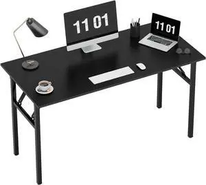 Need Computer Desk Office Desk 47 inches Folding Table with BIFMA Certification Computer Table Workstation No Install Needed, Black Brown