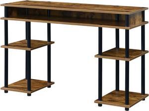 Convenience Concepts Designs2Go No Tools Student Contemporary Office Desk and Vanity with Shelves, 47.25" L x 15.75" W x 30" H, Barnwood/Black