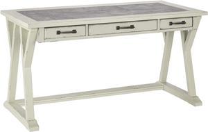 Signature Design by Ashley Jonileene Farmhouse Home Office Desk with Drawers White  Gray