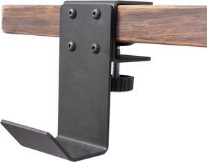 Stand Up Desk Store Clamp-On Under Desk Headphone Hanger, Backpack Hook, and Purse Holder - Black