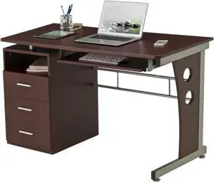 Techni Mobili Computer Desk with Ample Storage, Chocolate, 30" x 22.75" x 47.25", Chocolat